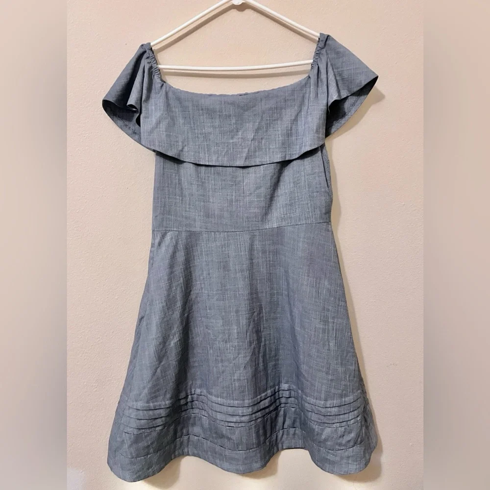 Banana Republic Chambray Off The Shoulder A Line Dress Womens size 12 - Picture 6 of 11